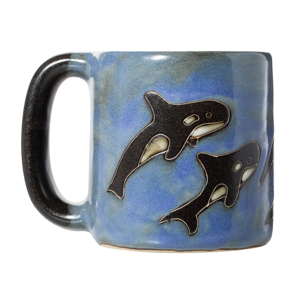 Mara Stoneware Blue Orca Killer Whale Design 16oz Handcrafted Coffee Tea Mug