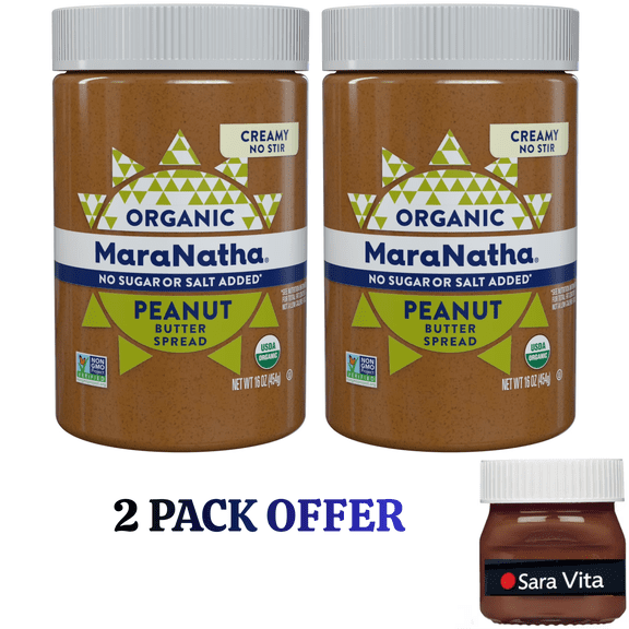 MaraNatha Organic Creamy No Sugar No Salt Peanut Butter Spread, 16 oz