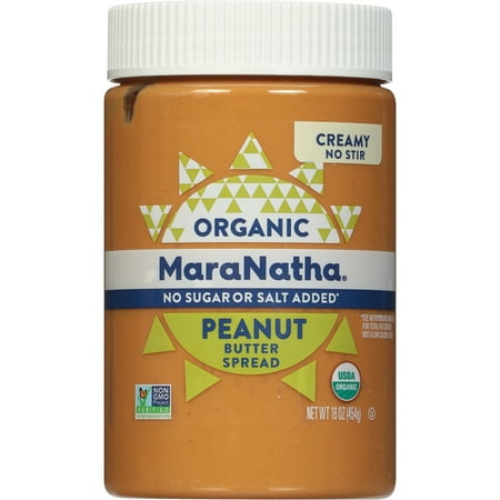 MaraNatha Organic No Sugar No Salt Creamy Peanut Butter, 16 oz