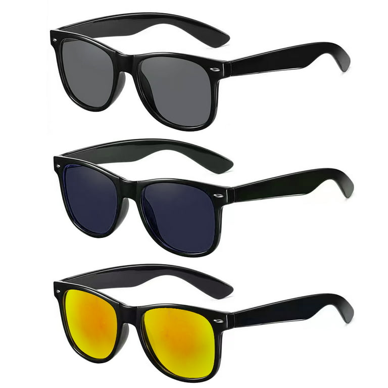 Maraawa Polarized Sunglasses Square Sun Glasses Matte Finish Color Mirror  UV Protection Blocking Womens Mens 3 Pack