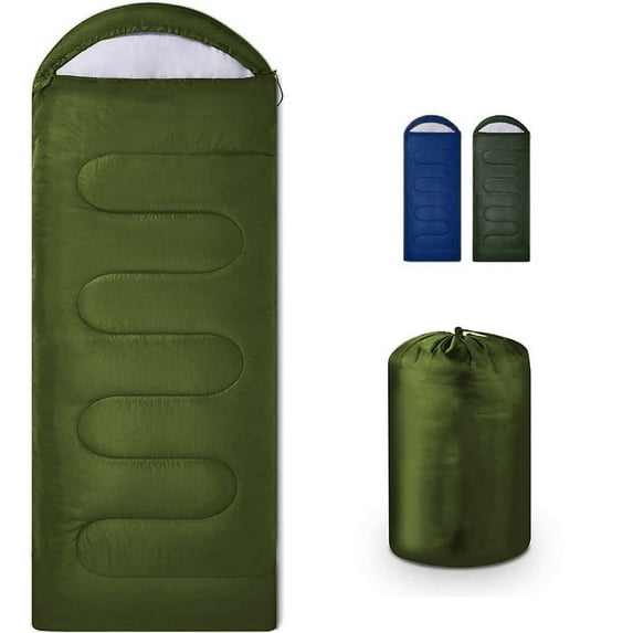 COWIN Sleeping Bags for Adults Backpacking Lightweight Waterproof- Cold Weather Sleeping Bag for Girls Boys Mens for Warm Camping Hiking Outdoor Travel with Compression Bags , Military Green