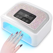 Maraawa UV LED Nail Lamp, 120W Rechargeable Cordless Nail Lamp, 4 Timer Modes with Crystal Diamonds White