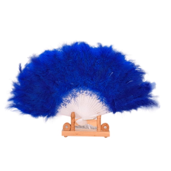 Marabou Blue Feather Fan - Renaissance Fan,Rave Fan,Hand Fan Foldable,Marabou Feather Fan for 1920s Gatsby Party,Clothing Accessories and Party Decorations (Blue)