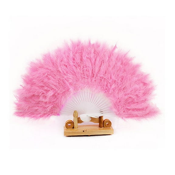 Marabou Feather Fan 20s Vintage Folding Fan Flapper Hand Fan for Costume Dancing Show Tea Party Wedding Decoration (Pink)