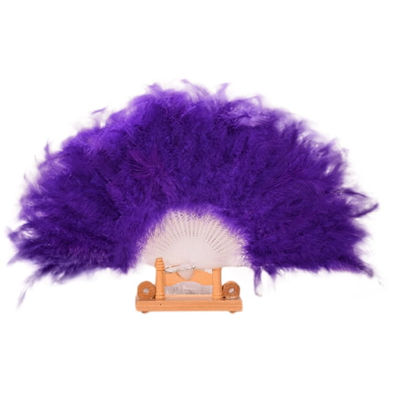 Marabou Purple Feather Fan - Renaissance Fan,Rave Fan,Hand Fan Foldable,Marabou Feather Fan for 1920s Gatsby Party,Clothing Accessories and Party Decorations (Purple)