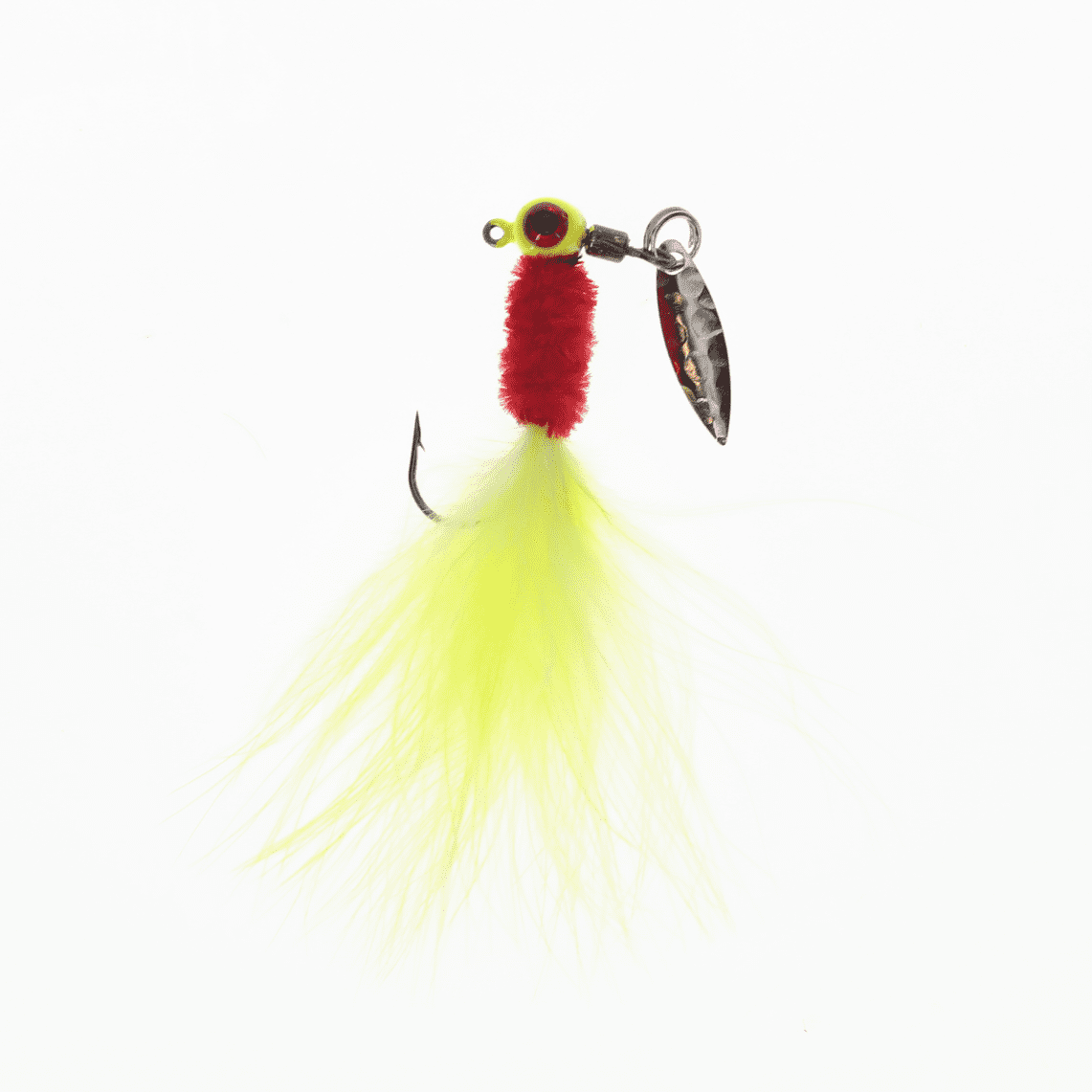 Marabou Sausage Head Spin 1 / 16 oz, Red Rooster Crappie Jig