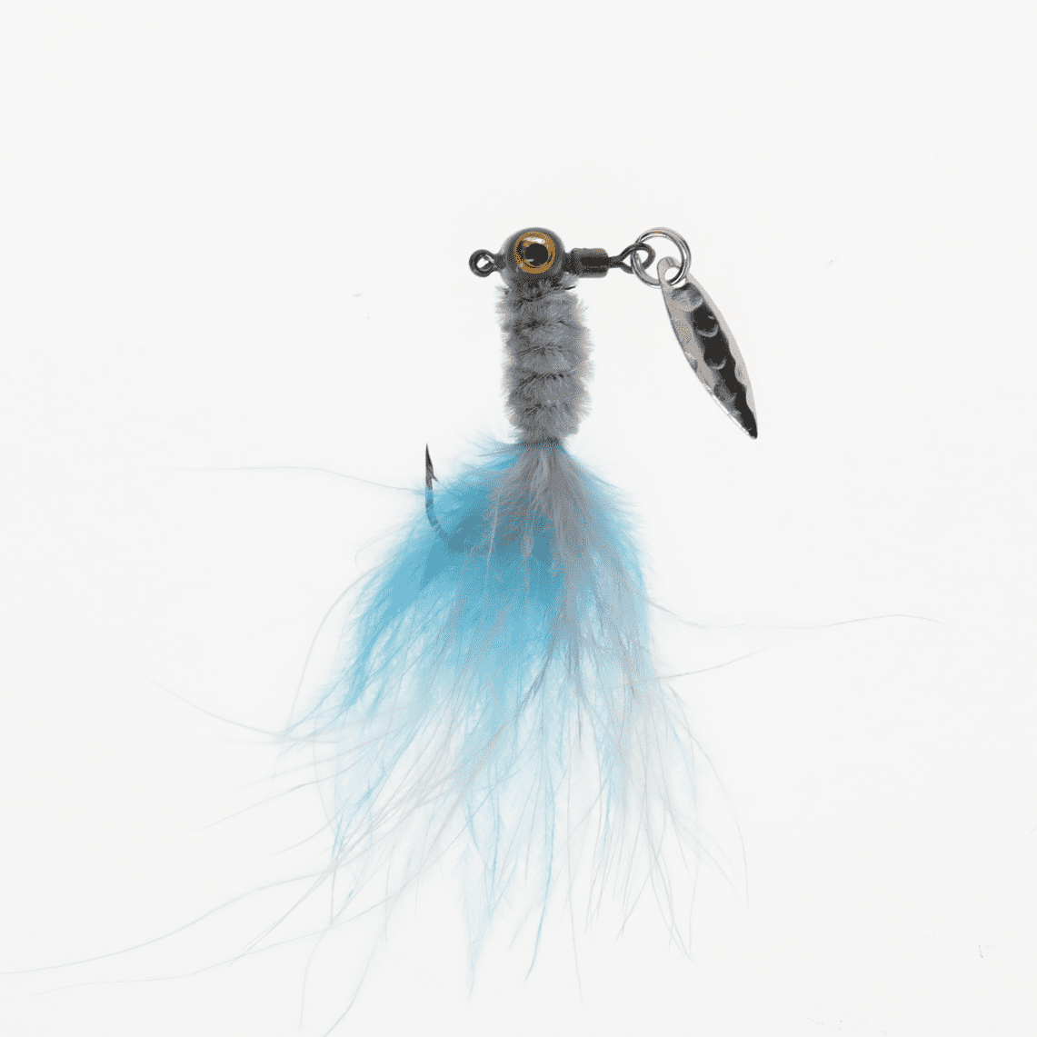 Marabou Sausage Spin 1/16 oz, Ghost Minnow Crappie Jig