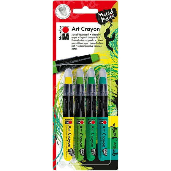 Marabu Art Crayon Set, 5-Colors, Green Jungle