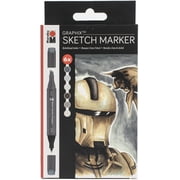 Marabu Graphix Sketch Marker Set, 6-Colors, Alpha Robot