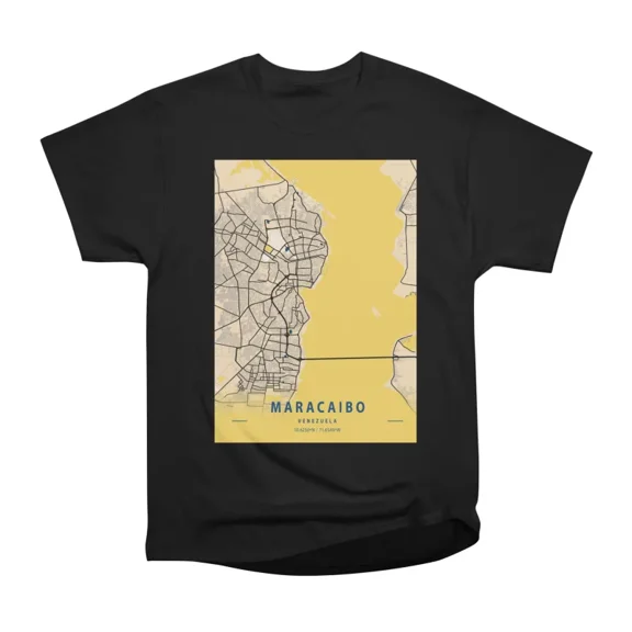 Maracaibo Venezuela Yellow City Map T-Shirt Tee Gift For Him Merch For Her Apparel For Fri