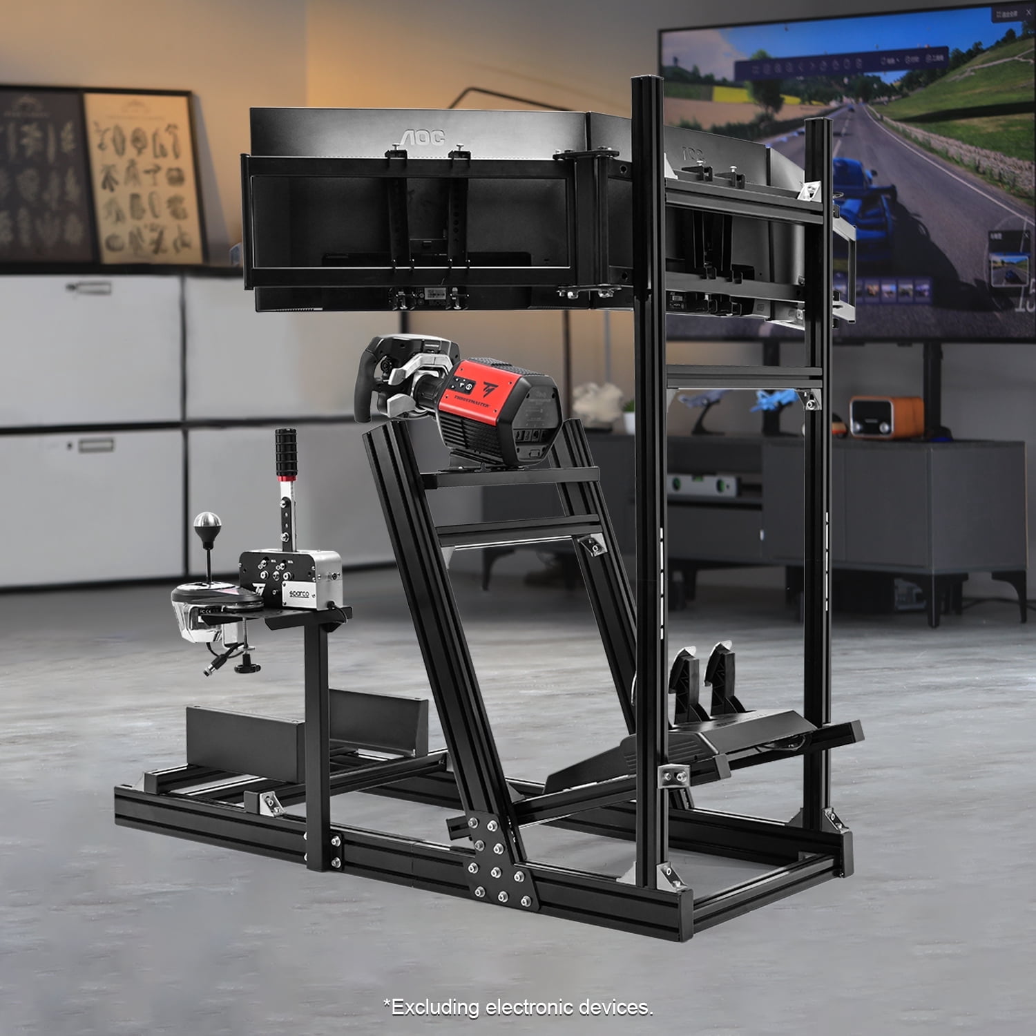 Marada Sim Racing Rig Marada 4080 Aluminum Racing Simulator Cockpit, equipped with triple ...
