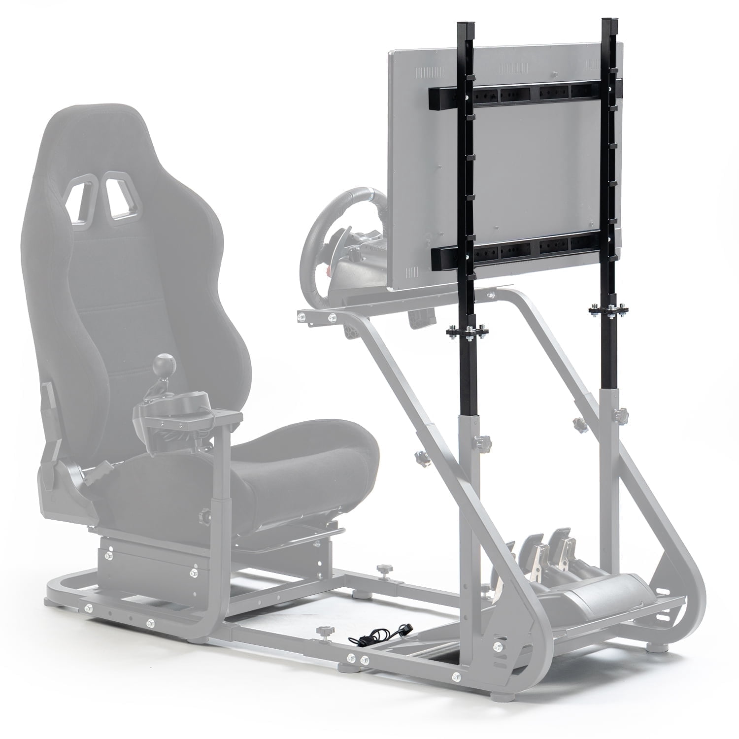 Marada Adjustable Height Dual Monitor Electronic Stand with Accessories, for up to 60 inches, Black