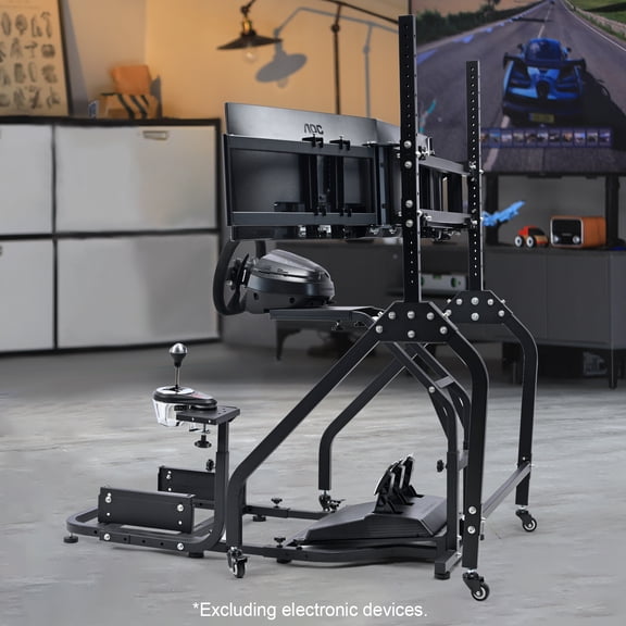 Marada Adjustable Racing Sim Cockpit With Triple Monitor Stand Fit Logitech G29/G920/G923