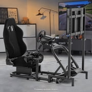Marada Driving Simulator Cockpit with Monitor Stand & Black Seat Fit for G923 G920 T500,FANTEC