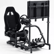 Marada Driving Simulator Cockpit with Monitor Stand & Black Seat Fit for G923 G920 T500,FANTEC