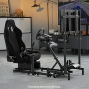 Marada Driving Simulator Cockpit with Monitor Stand & Black Seat Fit for G923 G920 T500,Fanatec