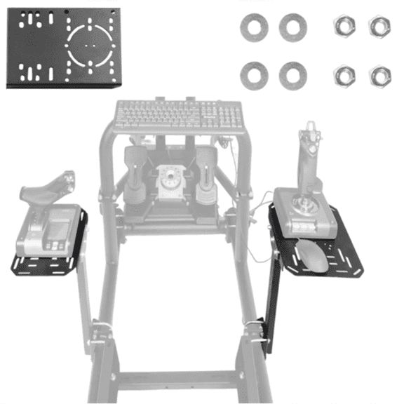 Marada Flight Controller Mount Platform for 50mm Round Tube Racing Simulator Cockpit, Black, 3 Count