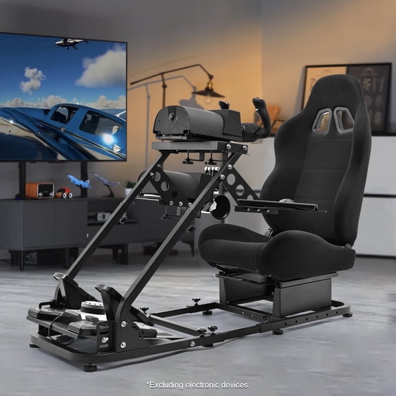 Marada Flight Racing Simulator Cockpit with Game Seat Foldable Fit Thrustmaster Logitech
