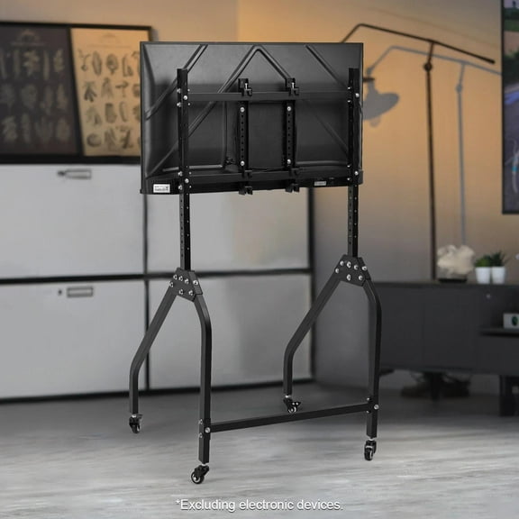 Marada Monitor Stand Single-Screen supports 27 to 65-inch monitors Width & Height Adjustment and locking wheels for stability.