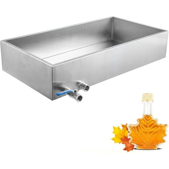 Marada Professional Maple Syrup Boiling System, Heavy-Duty 304 Stainless Steel Pan With Single Valve & Dual Ports For Outdoor Cooking And Food Preparation