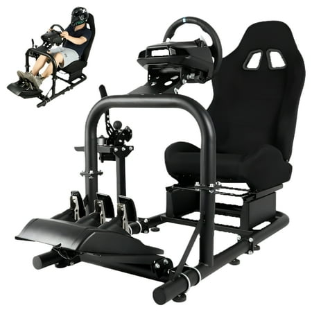 Marada Racing Cockpit Frame with Black Seat Upgrade Stable Adjustable Fit for Logitech G25 G27 G29 G920