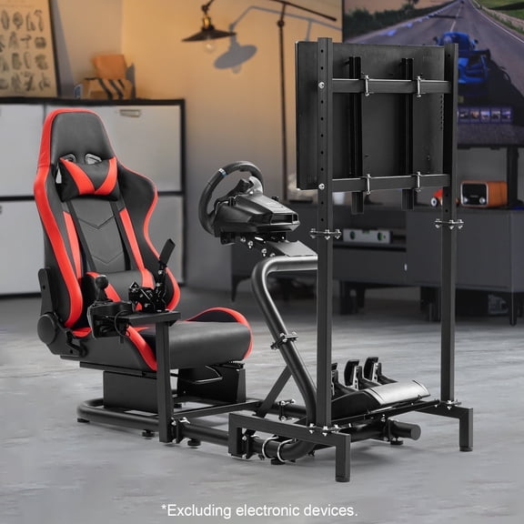 Marada Racing Cockpit with TV Stand & Red Seat for G923 G920 T500,Fanatec