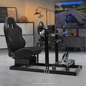 Marada 3060 Aluminum Racing Sim Cockpit with Black Seat Aluminium Racing Stand for Logitech G923 G920 G29.Excluding electronic devices