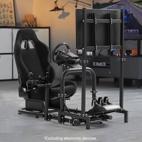 Marada Racing Sim Cockpit with TV Stand & Black Seat for G923 G920 T500,Fanatec