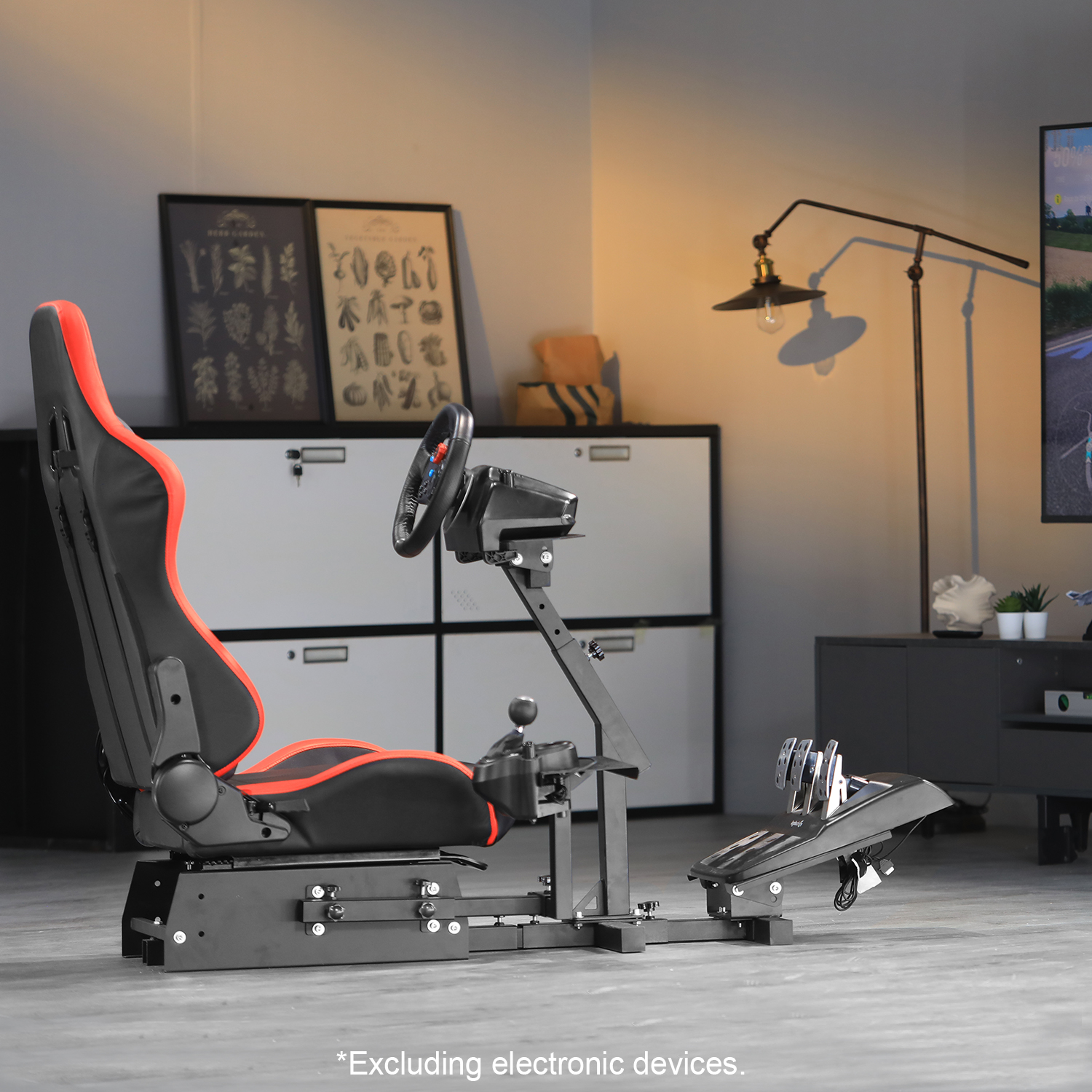 Marada Racing Simulator Cockpit Frame with Red Seat Fit Logitech G25 ...
