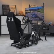 Marada Racing Simulator Cockpit Rig with Black Seat & Single-Monitor Mount ,Works with Logitech, Thrustmaster Electronic devices not included
