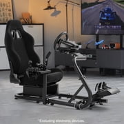 Marada Racing Simulator Cockpit with Black Seat Adjustable Fit Logitech G25 G27 G29 G920