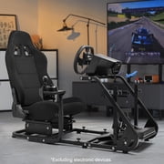 Marada Racing Simulator Cockpit with Black Seat and Wheel Stand Fits Logitech G25 G27 G29 G920