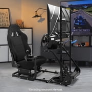 Marada Racing Simulator Cockpit with Black Seat and Wheel Stand Fits Logitech G25 G27 G29 G920