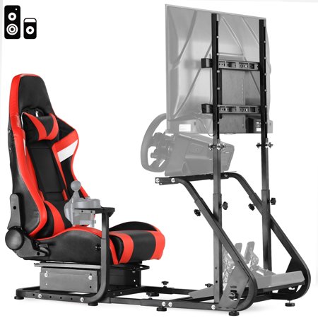 Marada Racing Simulator Cockpit with Bluetooth Speakers Ergonomic Seat and Monitor Mount Fits for Logitech/Thrustmaster/PS4 G25 G27 G29 G920 T150