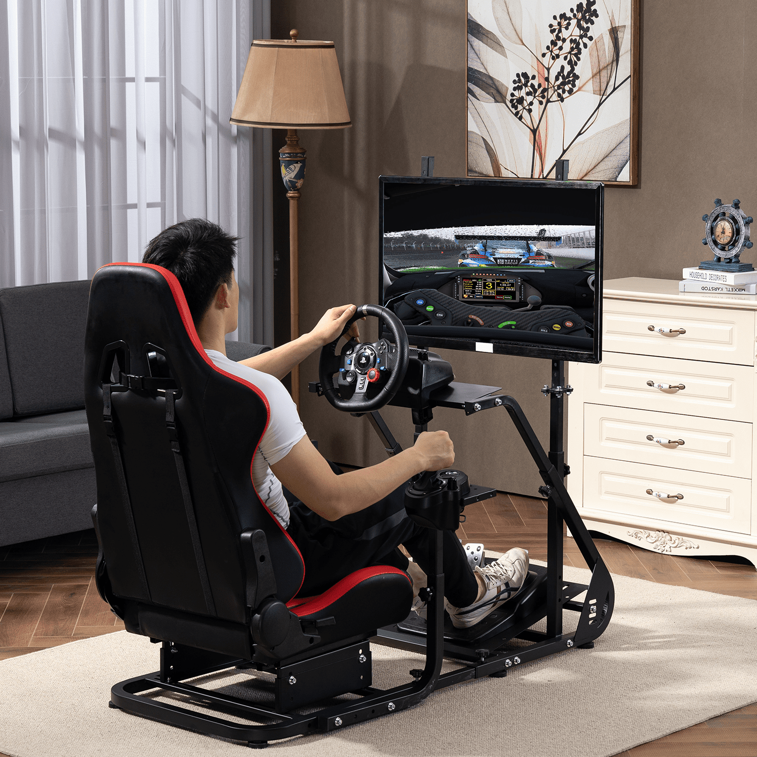 Marada Gaming Chair Racing Simulator with Monitor Stand for G923 G920 T500 Fanatec T3PA Tgt Walmart