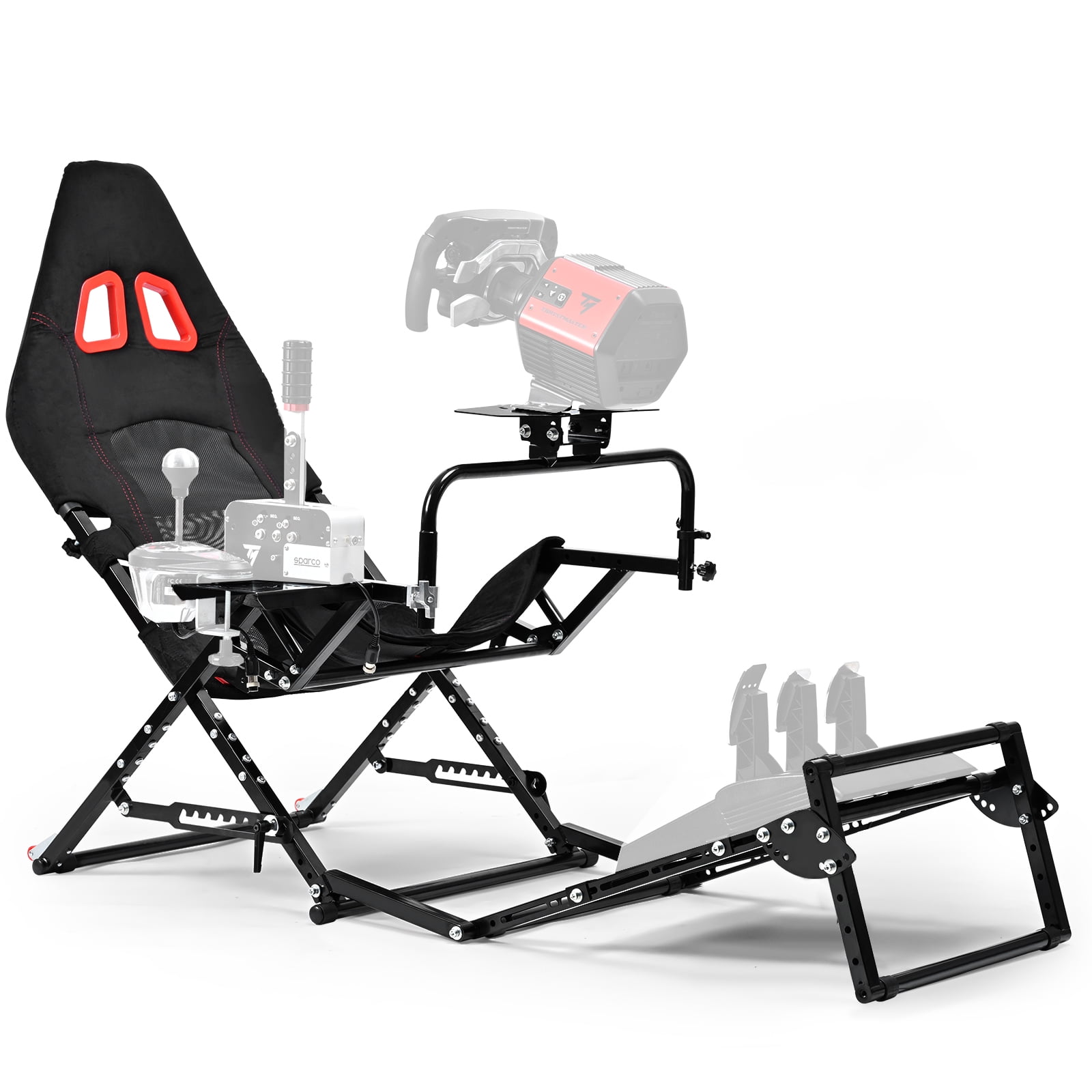 Marada Racing Simulator Foldable Cockpit Fit with Logitech G29/G920/G923, Thrustmaster T248/T300, and Fanatec Direct Drive Wheels (max 10Nm). Steering wheel and pedals sold separately.