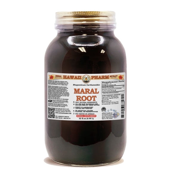 Maral Root (Rhaponticum Carthamoides) Dry Root Liquid Extract. Expertly Extracted by Trusted HawaiiPharm Brand. Absolutely Natural. Proudly made in USA. Tincture 32 Fl.Oz