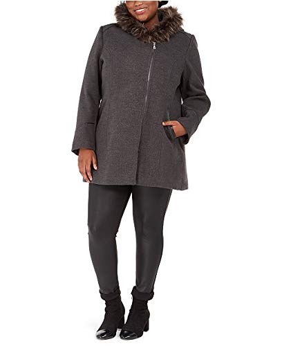 Maralyn & Me Jacket Hooded Fur Trim Trench Coat Womens Grey Sz XL - image 1 of 3