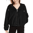 thumbnail image 1 of Maralyn & Me Junior's Reversible Cropped Hooded Faux Fur Coat Black Size XX-Large, 1 of 3