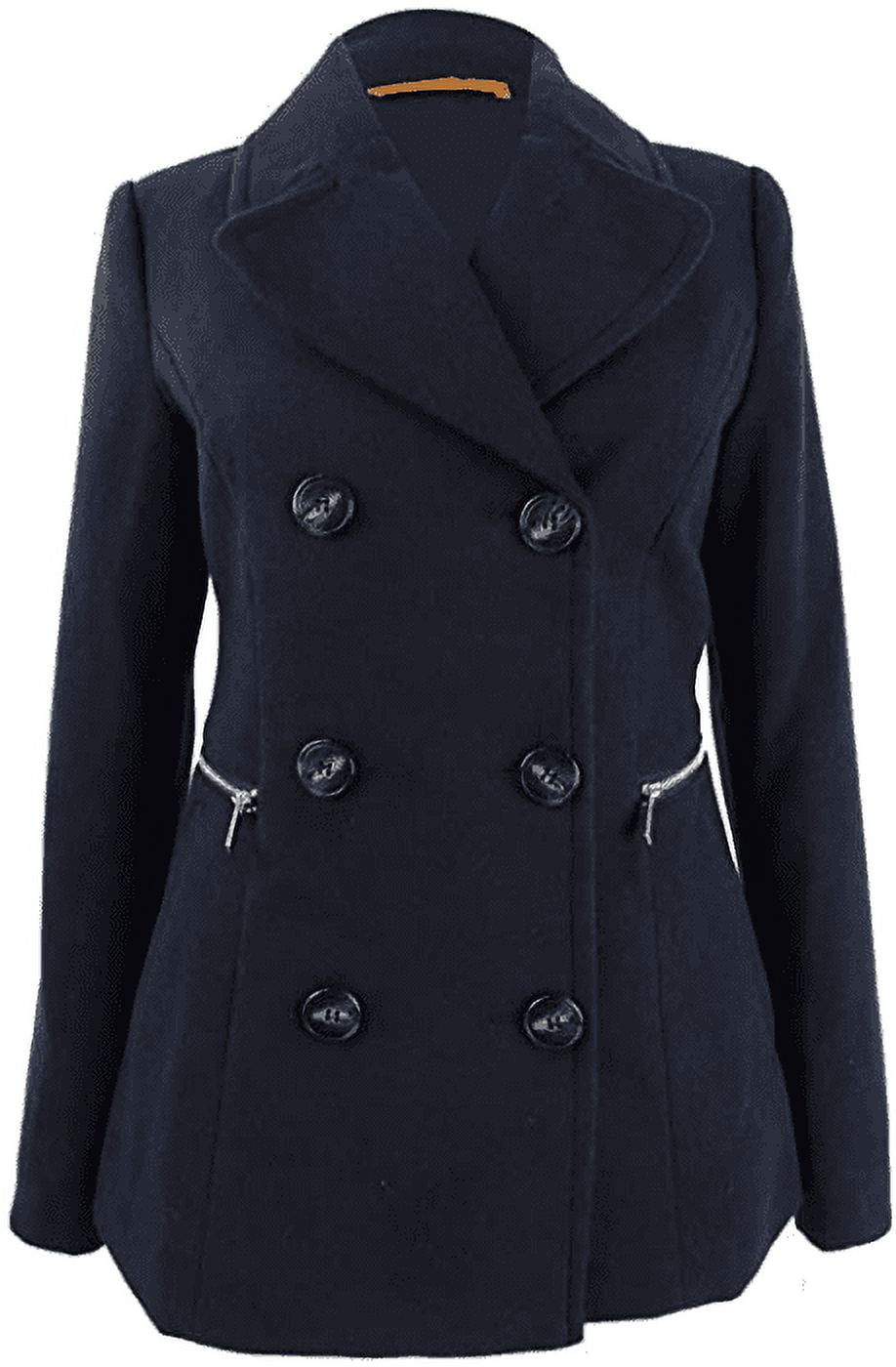 Maralyn Me Juniors Double Breasted Peacoat Navy Size Medium Walmart