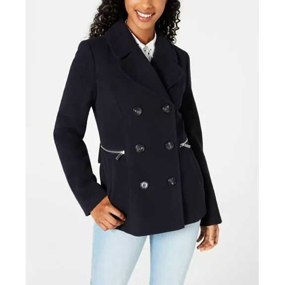 Maralyn & Me Juniors Double-Breasted Peacoat, Navy, Small
