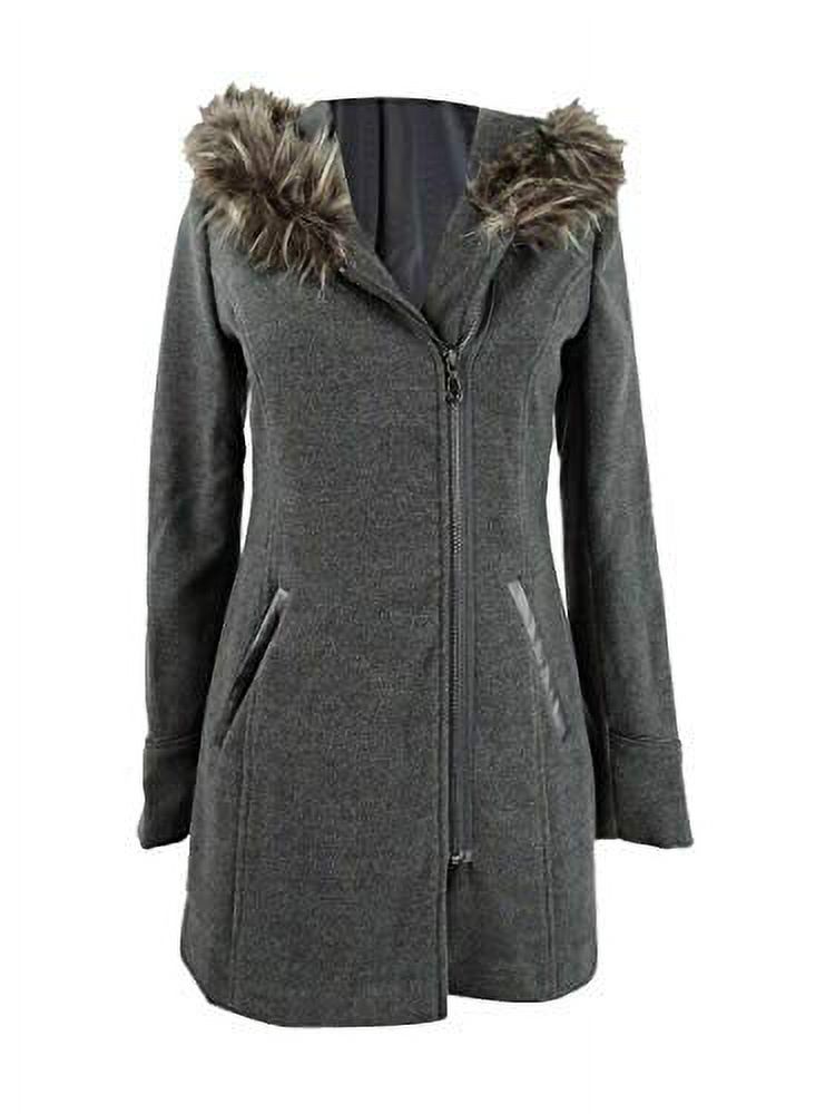 Maralyn & Me Juniors' Faux-Fur-Trim Hooded Coat Gray Size 2 Extra Large - image 1 of 2