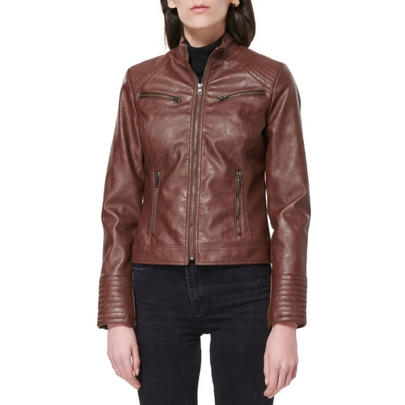 Maralyn Me Juniors Faux-leather Jacket Brown, XXLarge