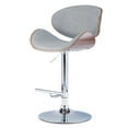 thumbnail image 1 of Marana Stone Grey Bentwood Swivel Bar Stool - Adjustable Height, Walnut Veneer, Chrome Base, Kitchen/Bar. Modern Design, 360° Swivel, Comfortable Padded Seat., 1 of 6