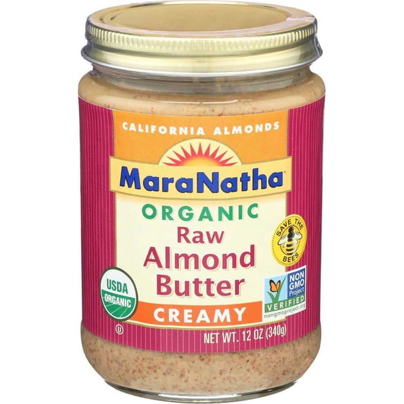 Maranatha Natural Organic Raw Creamy Almond Butter, 12 Ounce -- 6 per case.