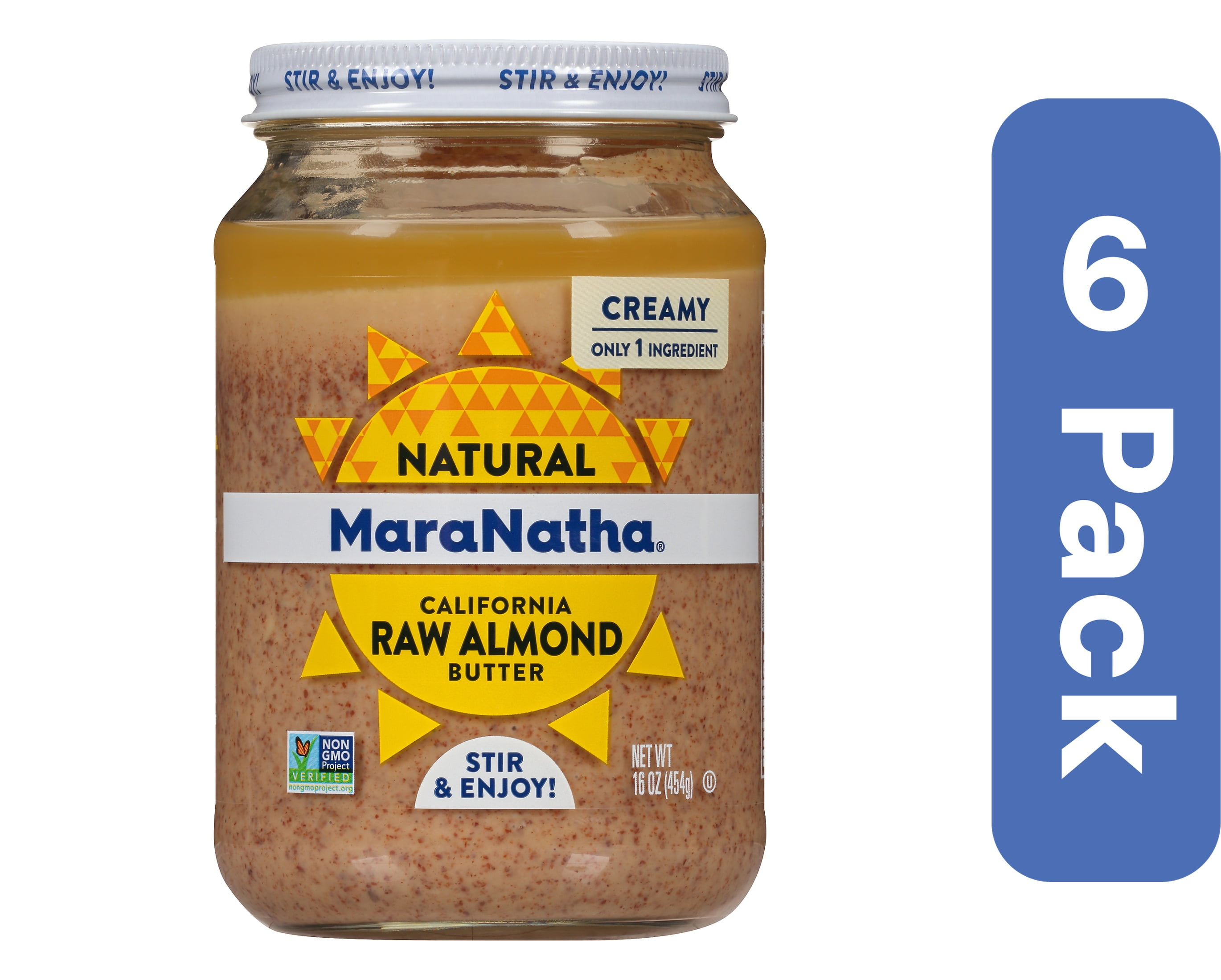 Maranatha No-Stir Raw Almond Butter 16 oz (Pack Of 6)