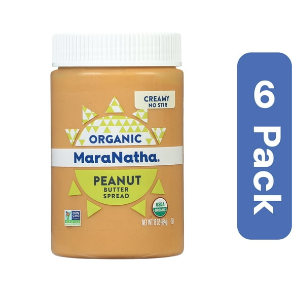 Maranatha Organic Creamy No-Stir Peanut Butter 16 oz (Pack of 6)