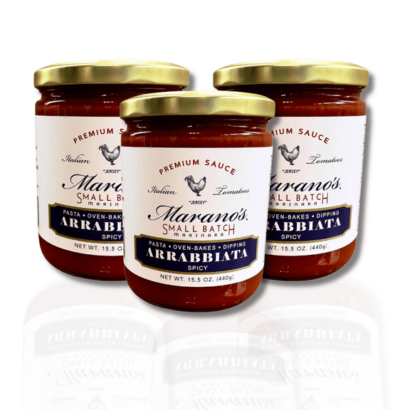 Marano's Small Batch Premium Pasta Sauce, Arrabbiata, 15 oz. (Pack of 3) - No Added Sugar, Water, Paste - Gluten Free, Non-GMO, Paleo/Keto Friendly, Made with 100% Italian Tomatoes.