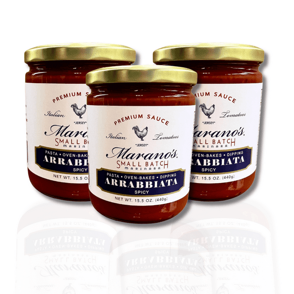 Marano's Small Batch Premium Pasta Sauce, Arrabbiata, 15 oz. (Pack of 3) - No Added Sugar, Water, Paste - Gluten Free, Non-GMO, Paleo/Keto Friendly, Made with 100% Italian Tomatoes.