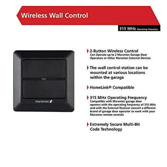 Marantec Garage Door Wall Control Panel Unit - 315 MHz Receiver